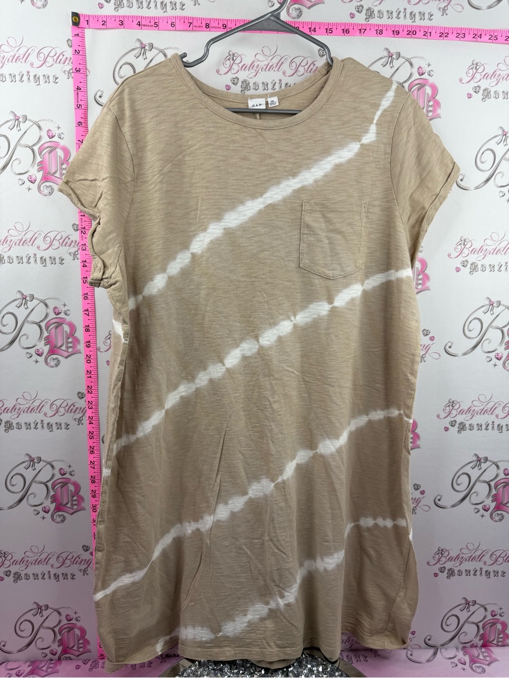 GAP dress tie dye striped Beige and White Tie-Dye Midi Dress